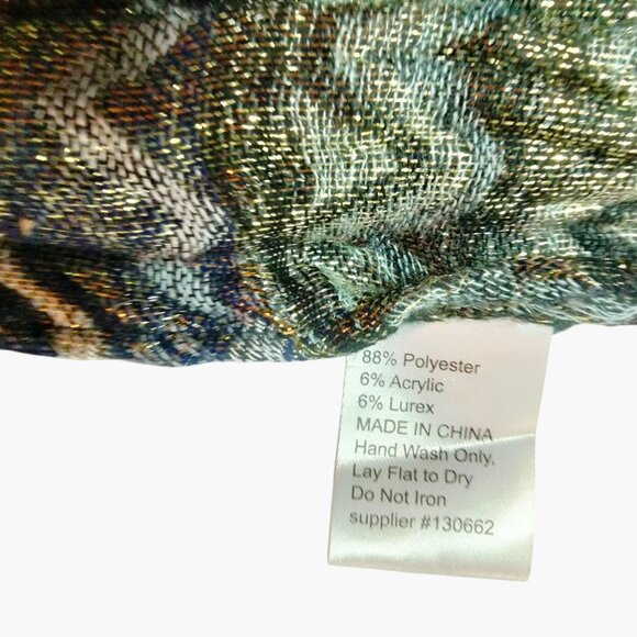 Metallic Scarf Wrap Shawl Fringe Rainbow Zigzag Wedding Festival - Picture 8 of 8